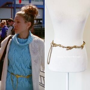 Super Rare Vintage Gold Leopard Link Chain Belt ASO Carrie Bradshaw in SATC